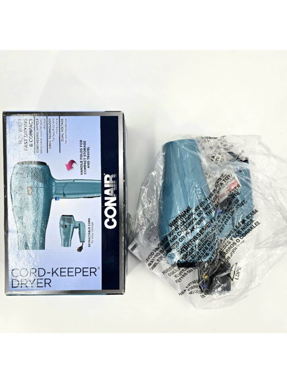 Conair Cord-Keeper Dryer with Folding Handle and Retractable Cord 1875W Ionic - Picture 7 of 10